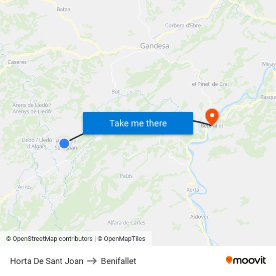 Horta De Sant Joan to Benifallet map