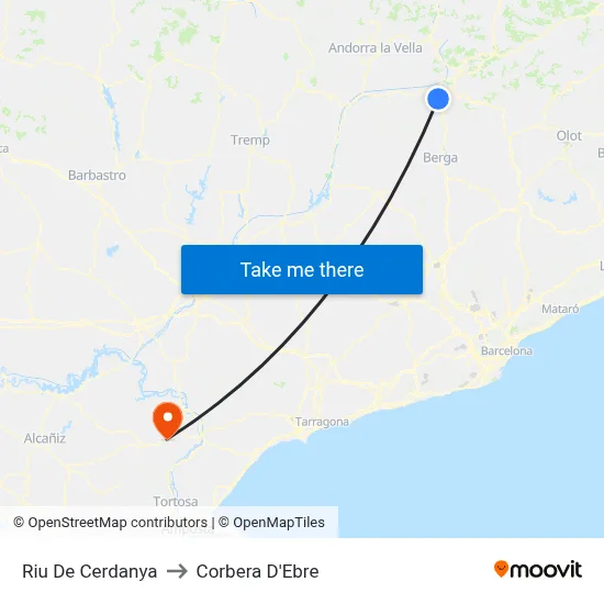 Riu De Cerdanya to Corbera D'Ebre map