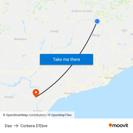 Das to Corbera D'Ebre map