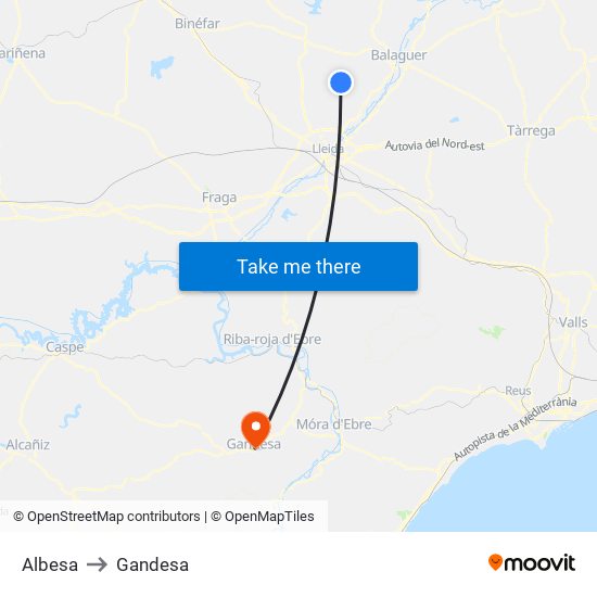 Albesa to Gandesa map