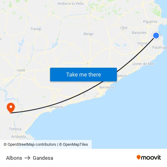 Albons to Gandesa map