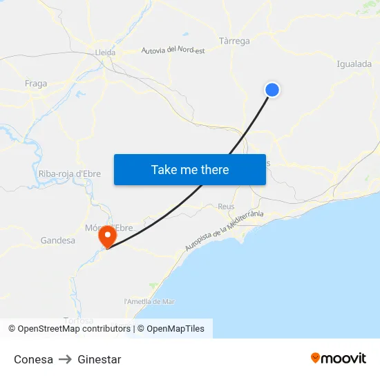 Conesa to Ginestar map