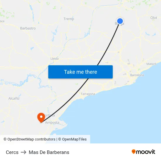 Cercs to Mas De Barberans map