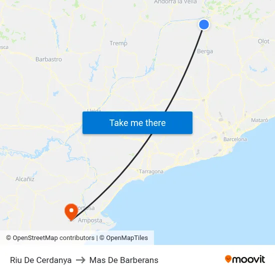 Riu De Cerdanya to Mas De Barberans map