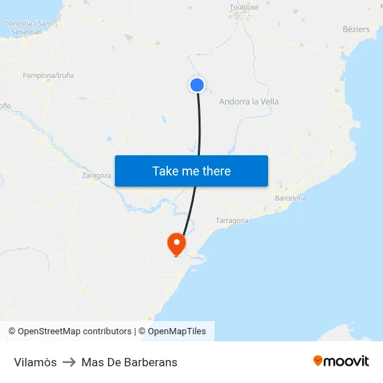 Vilamòs to Mas De Barberans map