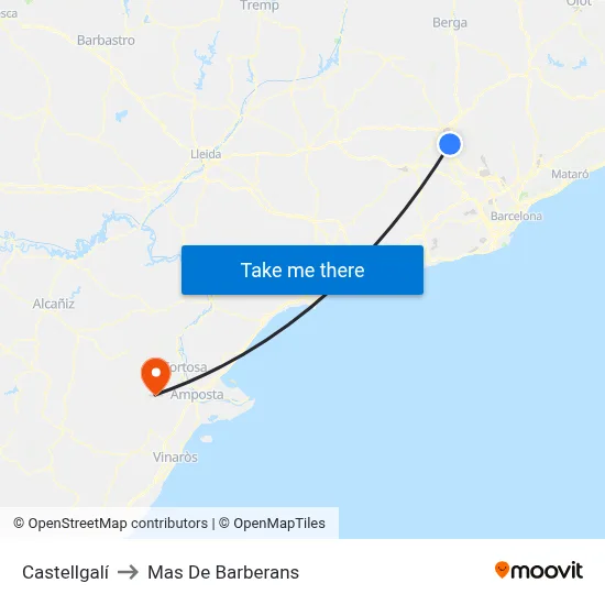 Castellgalí to Mas De Barberans map