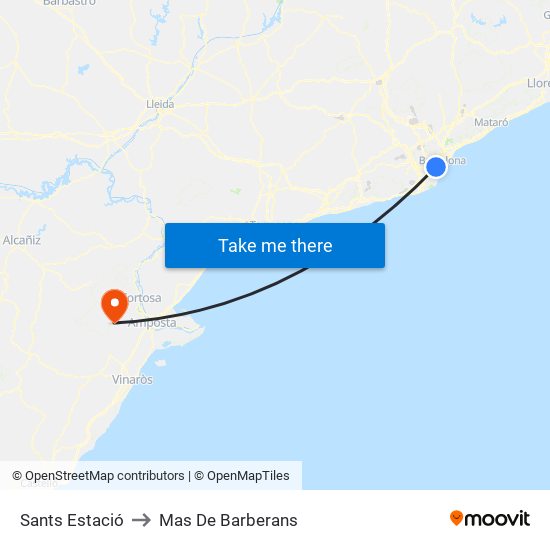 Sants Estació to Mas De Barberans map