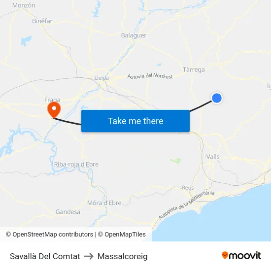 Savallà Del Comtat to Massalcoreig map