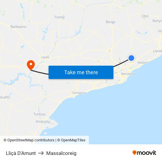 Lliçà D'Amunt to Massalcoreig map