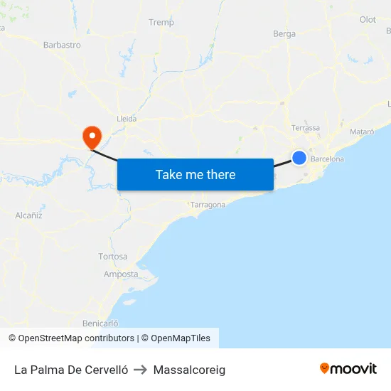 La Palma De Cervelló to Massalcoreig map