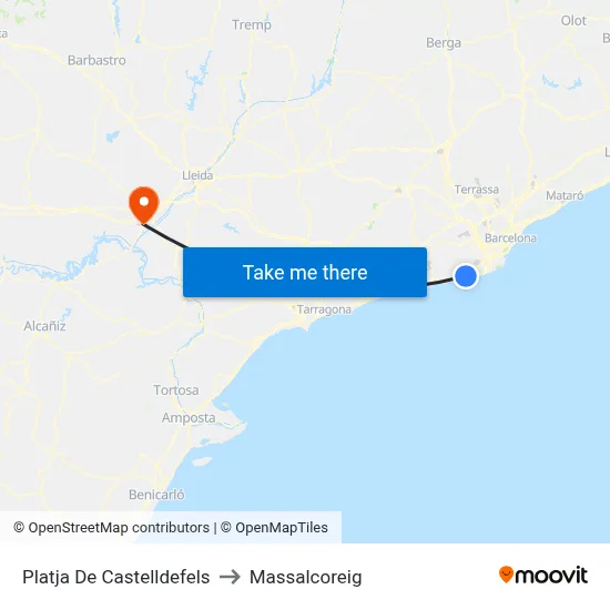 Platja De Castelldefels to Massalcoreig map