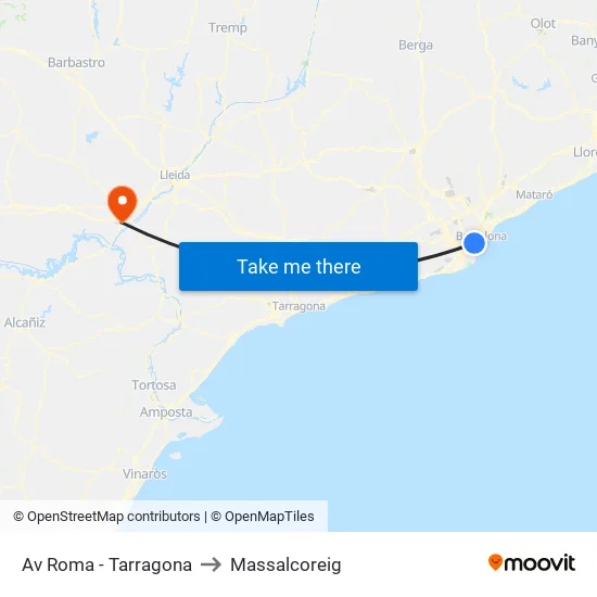Av Roma - Tarragona to Massalcoreig map