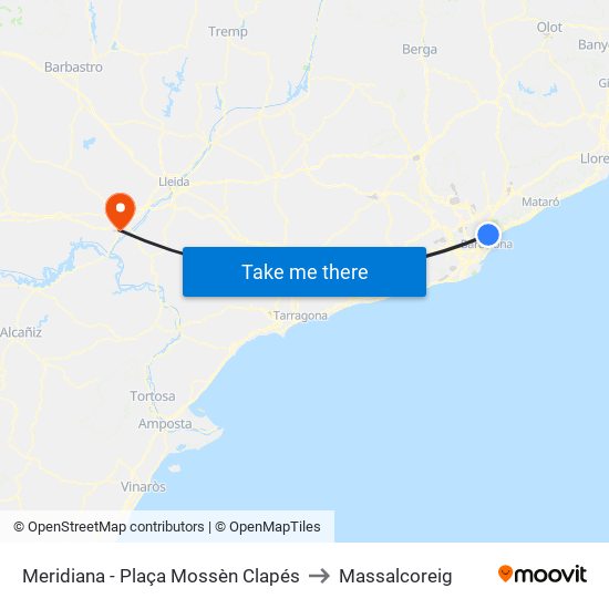 Meridiana - Plaça Mossèn Clapés to Massalcoreig map