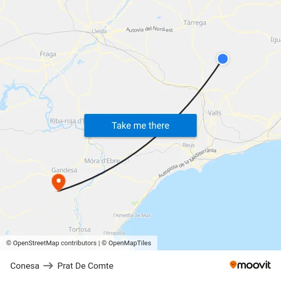 Conesa to Prat De Comte map