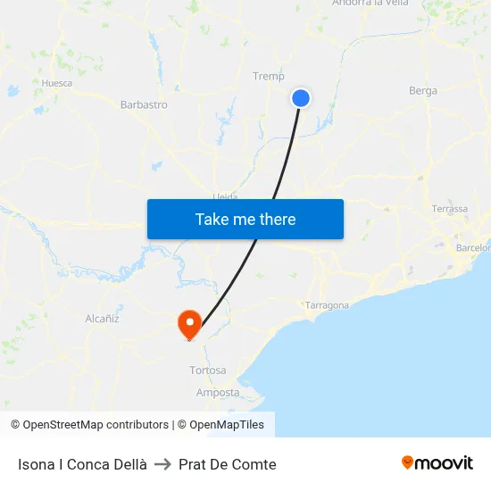 Isona I Conca Dellà to Prat De Comte map