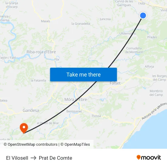 El Vilosell to Prat De Comte map