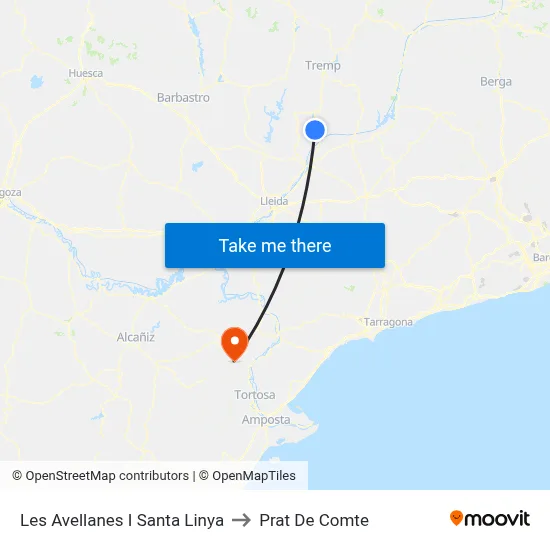 Les Avellanes I Santa Linya to Prat De Comte map