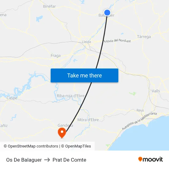 Os De Balaguer to Prat De Comte map