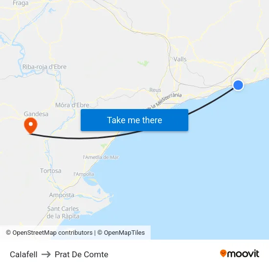 Calafell to Prat De Comte map