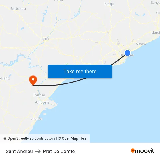 Sant Andreu to Prat De Comte map
