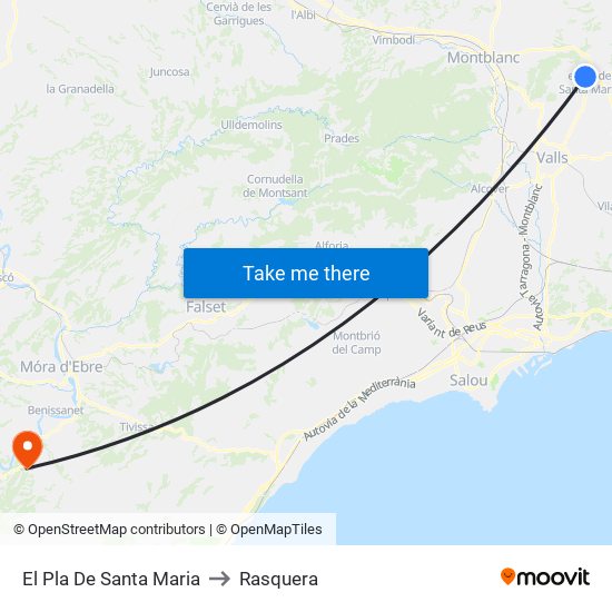 El Pla De Santa Maria to Rasquera map