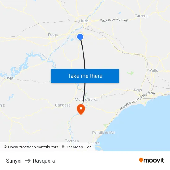 Sunyer to Rasquera map