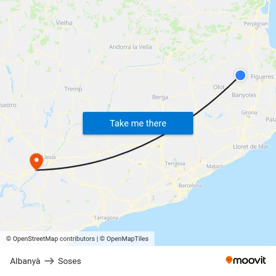 Albanyà to Soses map