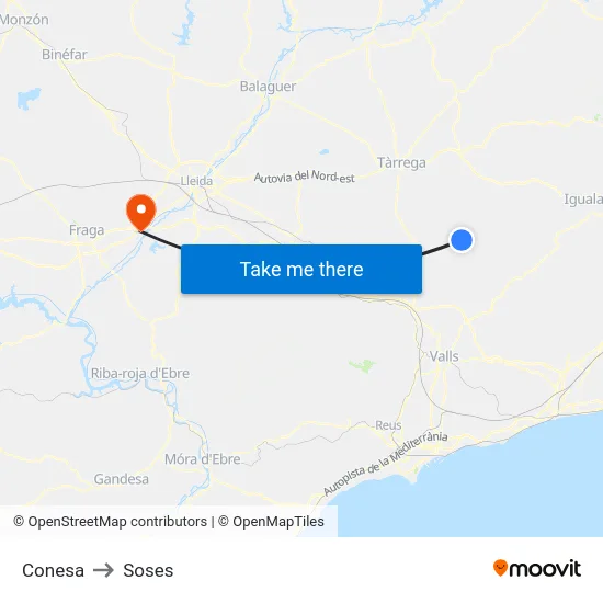 Conesa to Soses map