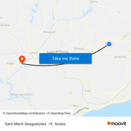 Sant Martí Sesgueioles to Soses map
