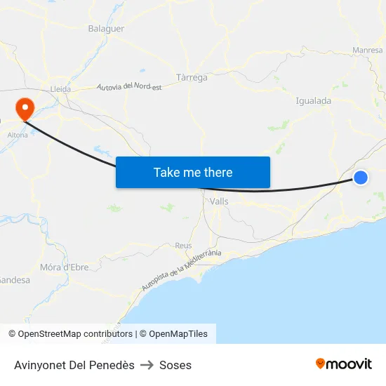 Avinyonet Del Penedès to Soses map