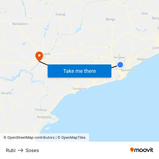 Rubí to Soses map