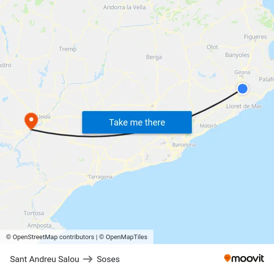 Sant Andreu Salou to Soses map