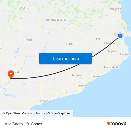 Vila-Sacra to Soses map