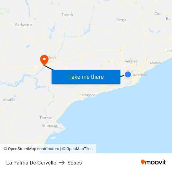 La Palma De Cervelló to Soses map