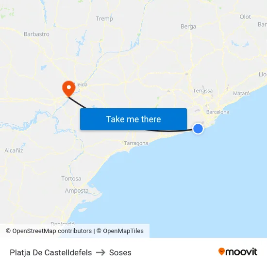 Platja De Castelldefels to Soses map