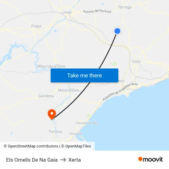 Els Omells De Na Gaia to Xerta map