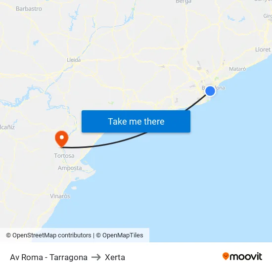 Av Roma - Tarragona to Xerta map
