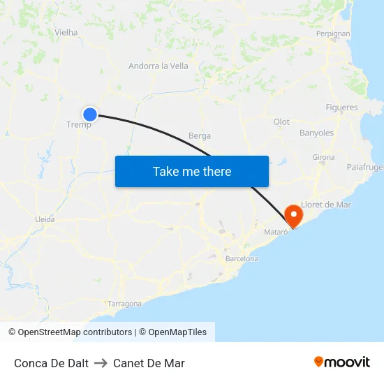 Conca De Dalt to Canet De Mar map