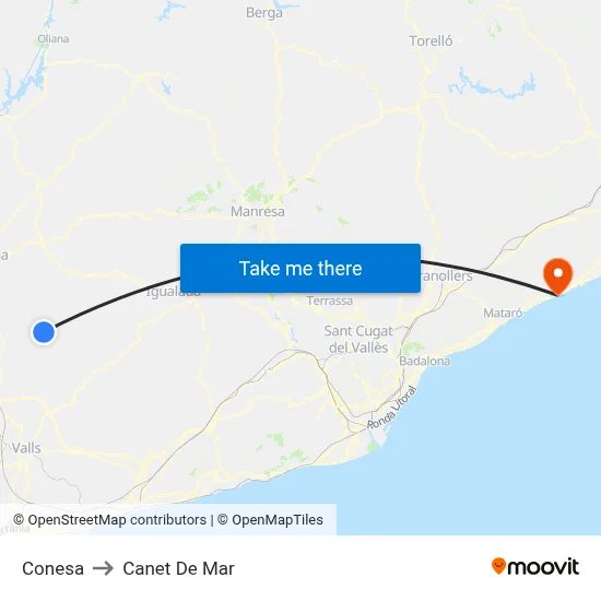 Conesa to Canet De Mar map