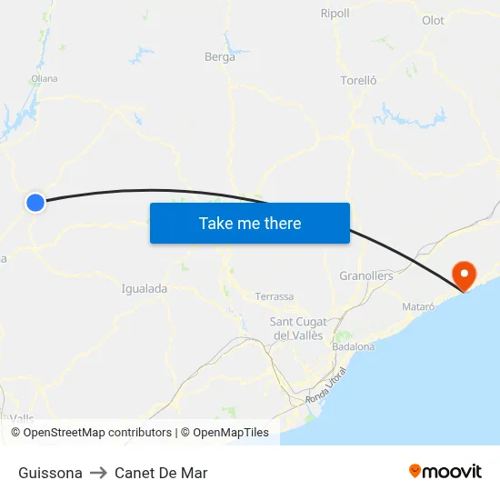 Guissona to Canet De Mar map