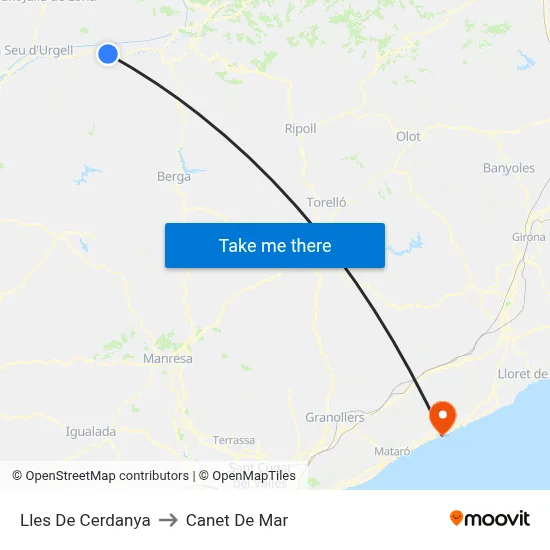 Lles De Cerdanya to Canet De Mar map