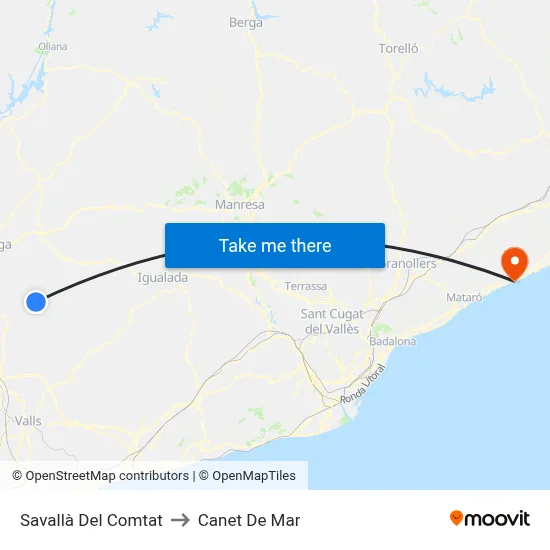 Savallà Del Comtat to Canet De Mar map