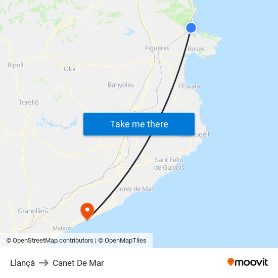 Llançà to Canet De Mar map
