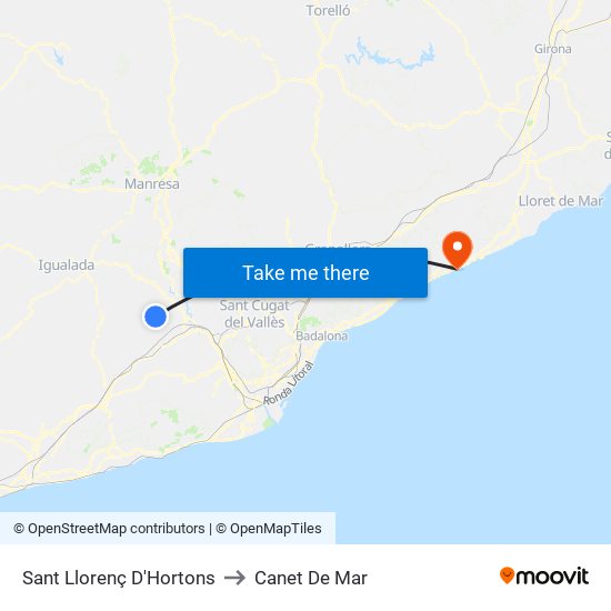 Sant Llorenç D'Hortons to Canet De Mar map