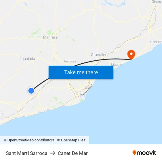 Sant Martí Sarroca to Canet De Mar map