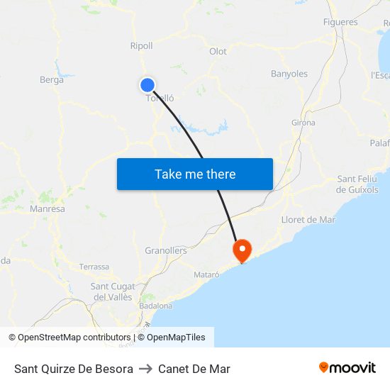 Sant Quirze De Besora to Canet De Mar map