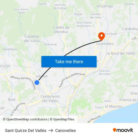 Sant Quirze Del Vallès to Canovelles map