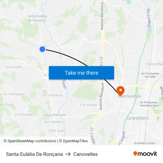 Santa Eulàlia De Ronçana to Canovelles map
