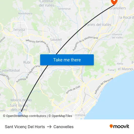 Sant Vicenç Del Horts to Canovelles map