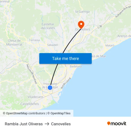 Rambla Just Oliveras to Canovelles map